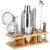 Springos 11-piece stainless steel cocktail shaker bar set with bamboo stand