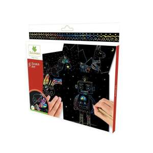 Sycomore Scratch Art, 5 sztuk, tęczowe karty do rysowania, czarne tło, jednorożec, lama, robot, kreatywna aktywność dla dzieci - Zestaw do rzemiosła artystycznego