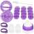 Cake decorating set with purple silicone molds, piping tips, and a brush