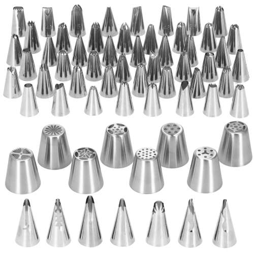 Set of 48 stainless steel cake decorating tips