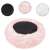 Pink Springos donut dog bed with black waterproof bottom