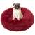 Springos pet bed in burgundy color with a dog sitting on it