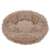 Springos round pet bed with brown fur, front view