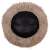 Springos round pet bed with brown fur, close-up
