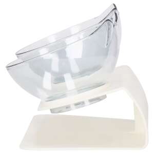 Springos emelt dupla macska tál, fehér, ferde nézet - Springos