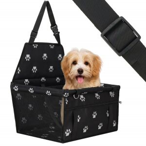 Hund im Springos Autositz, sicheres Reisen mit Haustieren - Springos