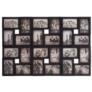 Springos 24 photo gallery picture frame with black frame and white mat, filled with photos - Picture Frame