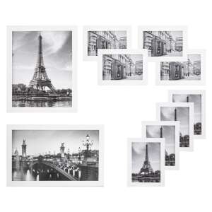 Springos 10 piece white picture frame set with Eiffel Tower and bridge photos - Springos Picture Frame