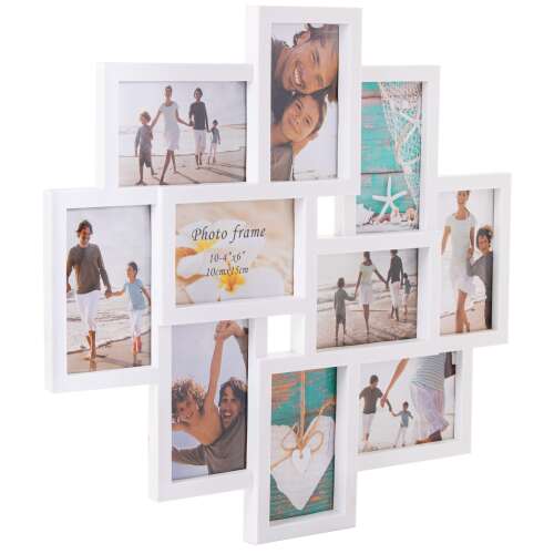 Springos 10 photo frame, white, collage of 10 frames, 9x14cm photos