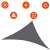 Springos triangular shade sail, dark gray, 3x3x3m, with icons for features