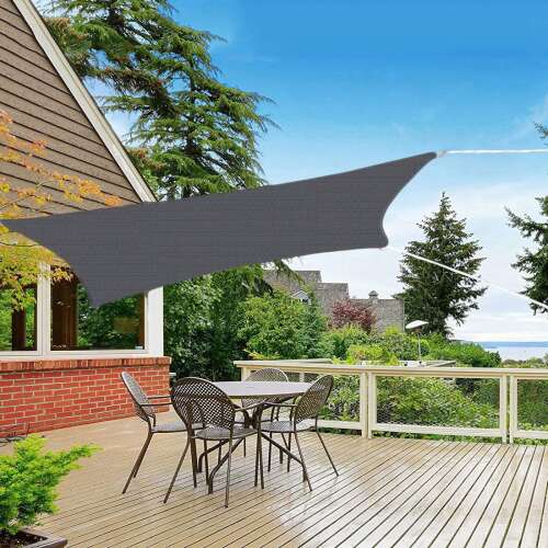 Springos dark grey square shade sail providing sun protection on a patio