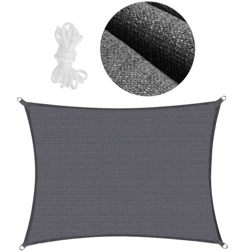 Springos 5x3m dark gray shade sail with rope and close-up of fabric