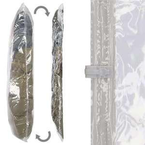 Springos vacuum storage bags, showing how to use the bags to compress clothes and save space - Vacuum bag