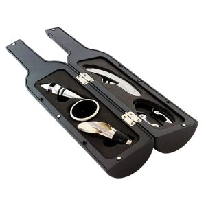 Boros Kellékszett 6-in-1 Black Wine Accessory Kit in Bottle Shaped Case - Bar tool