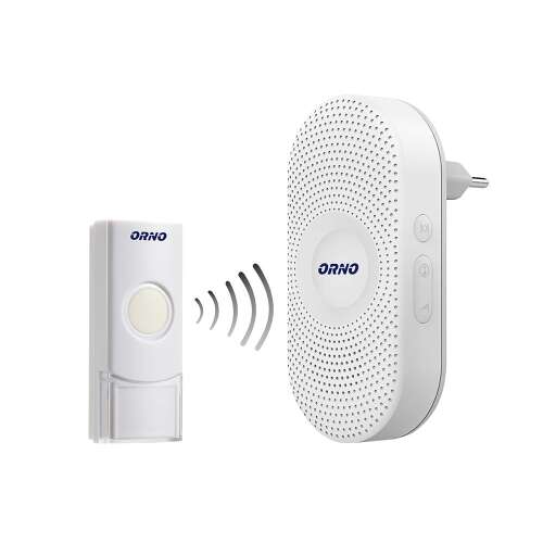 Orno Longa AC drahtlose Türklingel, weiß, mit Empfänger und Taste