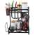 Black metal kitchen organizer with two shelves, a knife holder, a utensil holder, and a handle