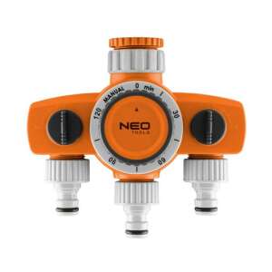 Neo Tools TOP-15-750 mechanikus öntözőidőzítő óra, 3 utas, max.120perc, Narancs/Fehér