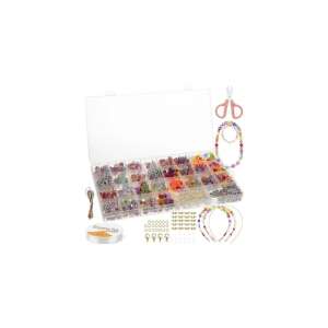 900 piece bead jewelry making kit with colorful beads, string, clasps, and tools - Kruzzel