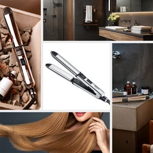 Collage des Camry CR 2320 Ionischen Haarglätters in Gebrauch und in ästhetischer Umgebung - Haarglätter