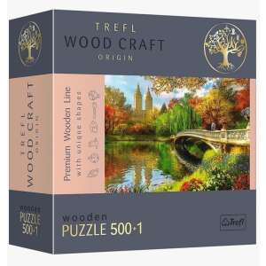Trefl Wood Craft Origin fa puzzle 500+1 darab, New York-i látványosságok, Central Park, híd, ősz - Puzzle & Kirakó
