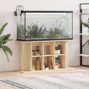 Sonoma oak assembled wooden aquarium stand with 6 shelves, 120x40x60 cm - Fish & Reptile Care