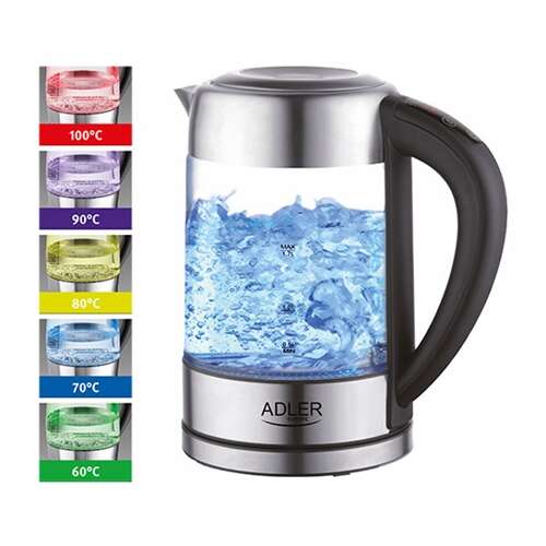 Adler AD 1247 Glass Kettle 1.7 l with Temperature Control, Silver