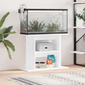White assembled wooden aquarium stand with fish tank, 80x35x60 cm - Pet Care