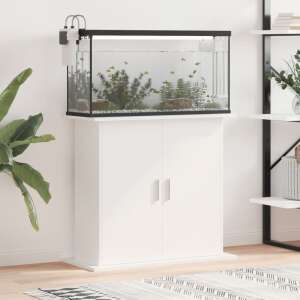 White assembled wooden aquarium stand with fish tank, 81x36x73 cm - Fish & Reptile Care