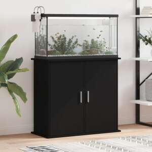 Black aquarium stand with fish tank on top, 81x36x73 cm - Fish & Reptile Care