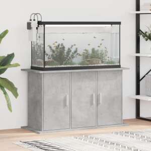 Betonszürke szerelt fa akváriumi állvány 101x41x58 cm with fish tank on top, grey stand with 3 doors and storage space - Fish & Reptile Care