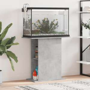 Concrete grey assembled wood aquarium stand with fish tank, plants and filter, 36x75x72,5 cm - Fish & Reptile Care