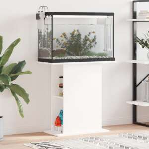 vidaXL white assembled wood aquarium stand with fish tank, plants, and accessories - Fish & Reptile Care