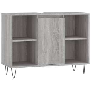 Graues Sonoma Badezimmer-Schrank mit 1 Tür und 4 Regalen, 80 x 33 x 60 cm - Badezimmerschrank