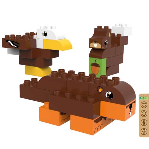 BiOBUDDi Erdő építőkocka készlet sas, mókus és hód figurákkal 