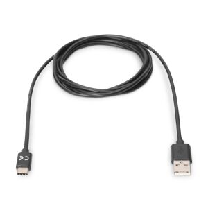 ASSMANN USB-A to USB-C Cable 1.8m - Black USB Cable for Data Transfer and Charging - Data Cable