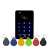 RFID reader and keypad, indoor, touch button, CONTROL, 125 kHz EM, proximity card reader, keypad lock, black and silver, with 6 RFID key tags, front view