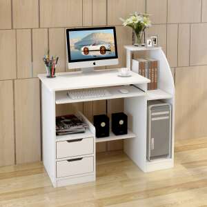 Písací stôl 100 x 40 x 70 cm s policou biela FUR-1603-White 73379536
