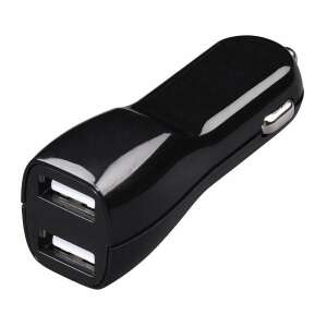 HAMA USB Car Charger with 2 USB ports, black - Car Cigarette Lighter Adapter and Splitter