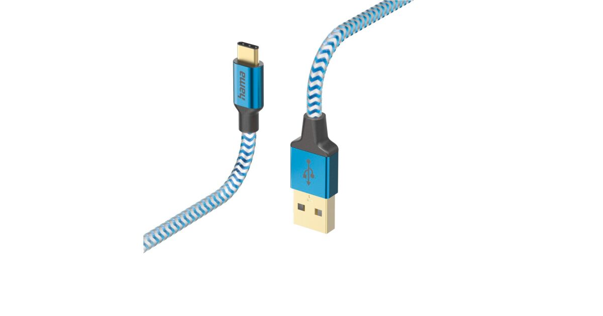 HAMA USB-A - Type-C data and charging cable with 1.5 m cord - HAMA Reflective USB-A - USB-C Cable - blue 140120985