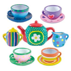 Galt Paint a Tea Set, a painted ceramic tea set for kids to play tea party - Galt