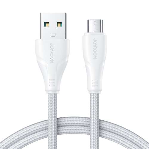 Cablu USB - micro USB Joyroom, alb, 2 m lungime, încărcare rapidă, transfer de date