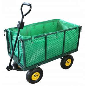 Garden Line grüner Gartenwagen mit abnehmbarem Stoffbehälter, 4 Räder, 300 kg Tragfähigkeit - Garten