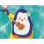 Close-up of a penguin playing a ukulele on the Bestway penguin inflatable ring