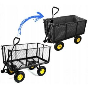 Garden Line schwarzer Gartenwagen, umwandelbar von Netz zu Stoff, 300kg Kapazität - Garten