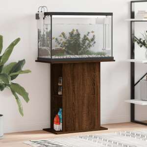 Oak-colored assembled wooden aquarium stand with a fish tank on top, 36x75x72.5 cm - Fish & Reptile Care