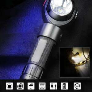 360 degree rotatable LED flashlight with magnetic base, 600 lumens, 7 lighting modes, rechargeable, waterproof, perfect for car repair, home repair, camping, and more - Flashlight & Headlamp