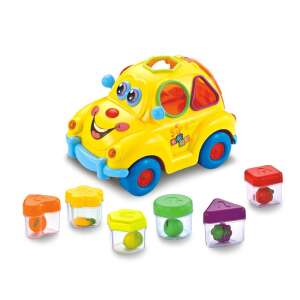 Apollo Hola Fruit Sorting Car, yellow toy car with fruit shaped blocks, shape sorting toy for babies - Baby Walker and Developmental Toy for Toddler