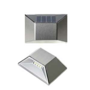 Solarbetriebene Zaunleuchte, Edelstahl, 4 LED, wasserdicht, Außenbeleuchtung - Solarlaterne