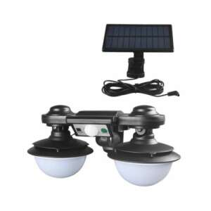 JD-2215A Solarbetriebene Bewegungsmelder-LED-Leuchte mit Fernbedienung, zwei Leuchtenköpfen, Solarpanel und Verkabelung - Solarlaterne