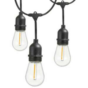 Outdoor string lights with 3 warm white LED bulbs, black wire - Sumker